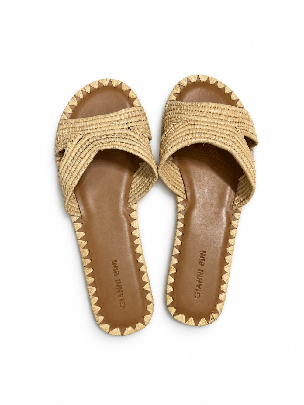 Gianni Bini Tan Woven Slide Sandals